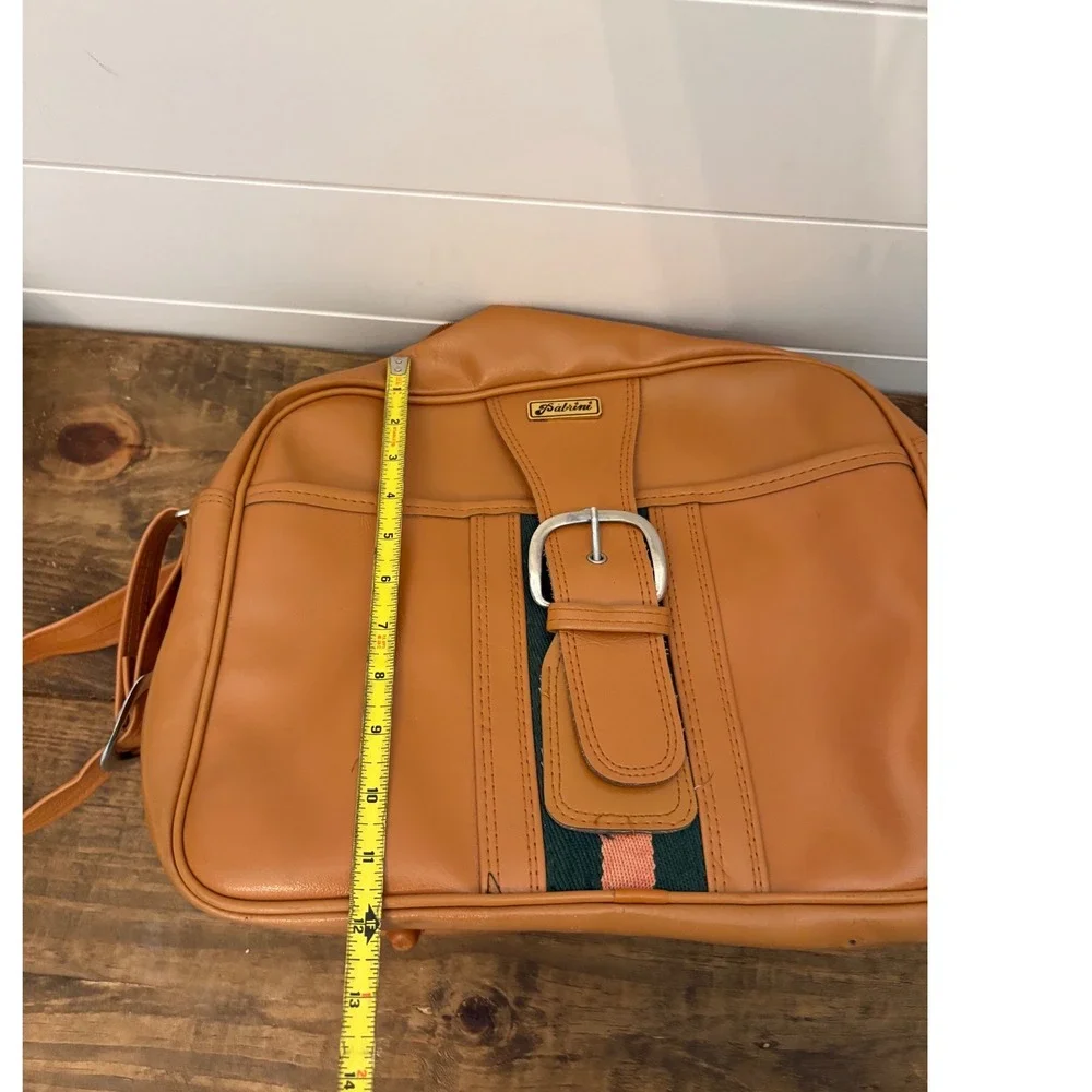 Vintage Brown Faux Leather Satchel‎ Crossbody Bag With Buckle Detail